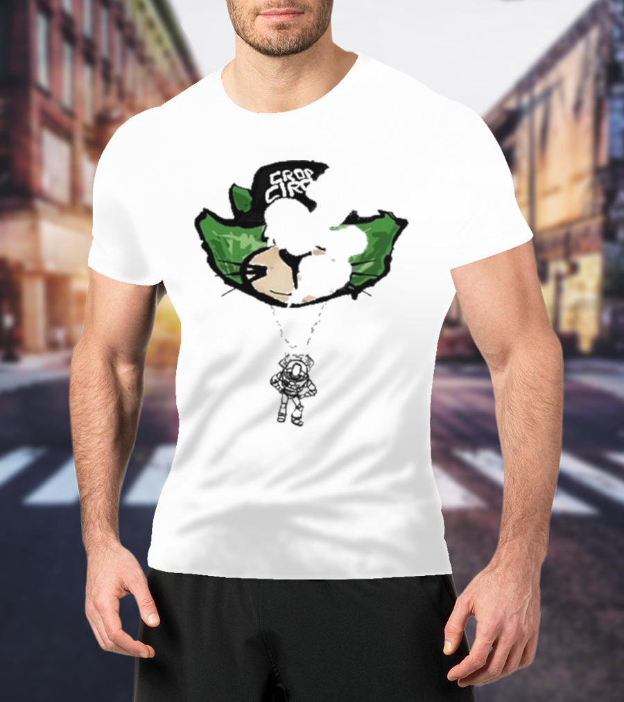 Crop City Astronaut Cat Parachute Puff Print T-Shirt
