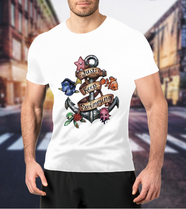 Just Keep Swimming Finding Nemo Anchor Ocean Scene T-Shirt