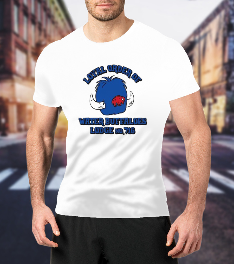 Loyal Order Of Water Buffaloes Lodge No 716 Blue Buffalo Icon Red Emblem T-Shirt