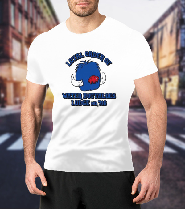 Loyal Order Of Water Buffaloes Lodge No 716 Blue Buffalo Icon Red Emblem T-Shirt