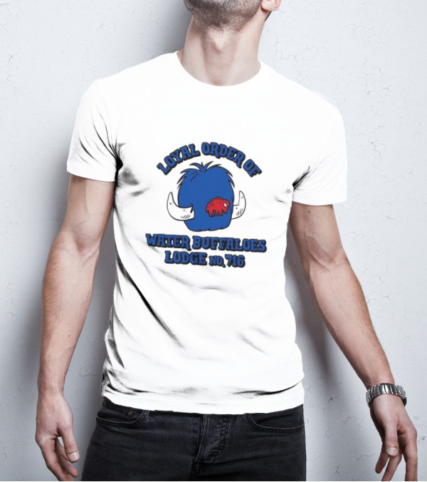 Loyal Order Of Water Buffaloes Lodge No 716 Blue Buffalo Icon Red Emblem T-Shirt