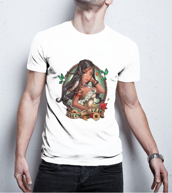 Pocahontas Choose Your Own Path Autumn Leaves Green Hummingbirds Tattoo Flowers T-Shirt