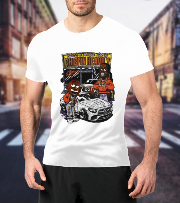 Rosewood That's A Aufil Lot Of Chiefin Heavily Open Dubz Mercedes Car Cartoon Characters T-Shirt