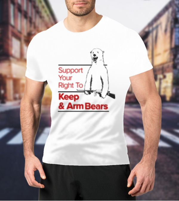 Support Your Right To Keep And Arm Bears Polar Bear Holding Rifle T-Shirt
