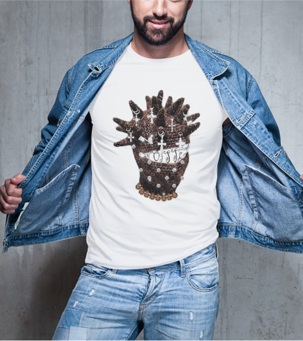 Unique Knitted Hood Spiked Viking Cross Decorated T-Shirt