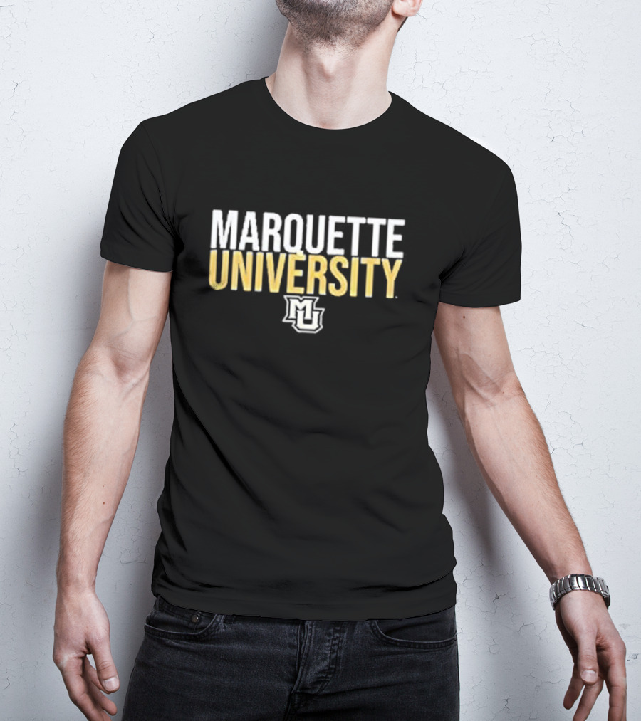 Marquette University Distressed Collegiate Stacked MU T-Shirt
