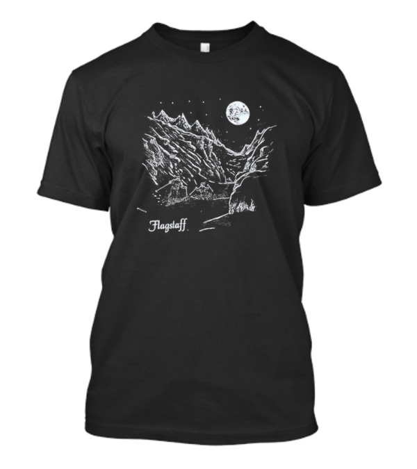 Flagstaff Moonlit Mountain Scene Skiers T-Shirt