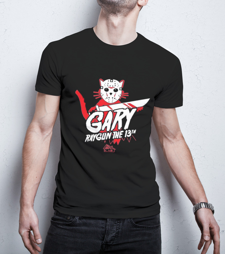 Gary Raygun The 13th Jason Mask Cat With Machete T-Shirt