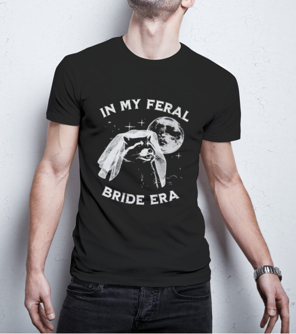 Raccoon In My Feral Bride Era With Moon And Veil T-Shirt
