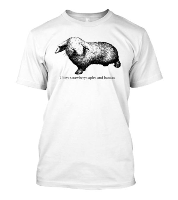 I Loev Strawberys Aples And Banaas Rabbit T-Shirt