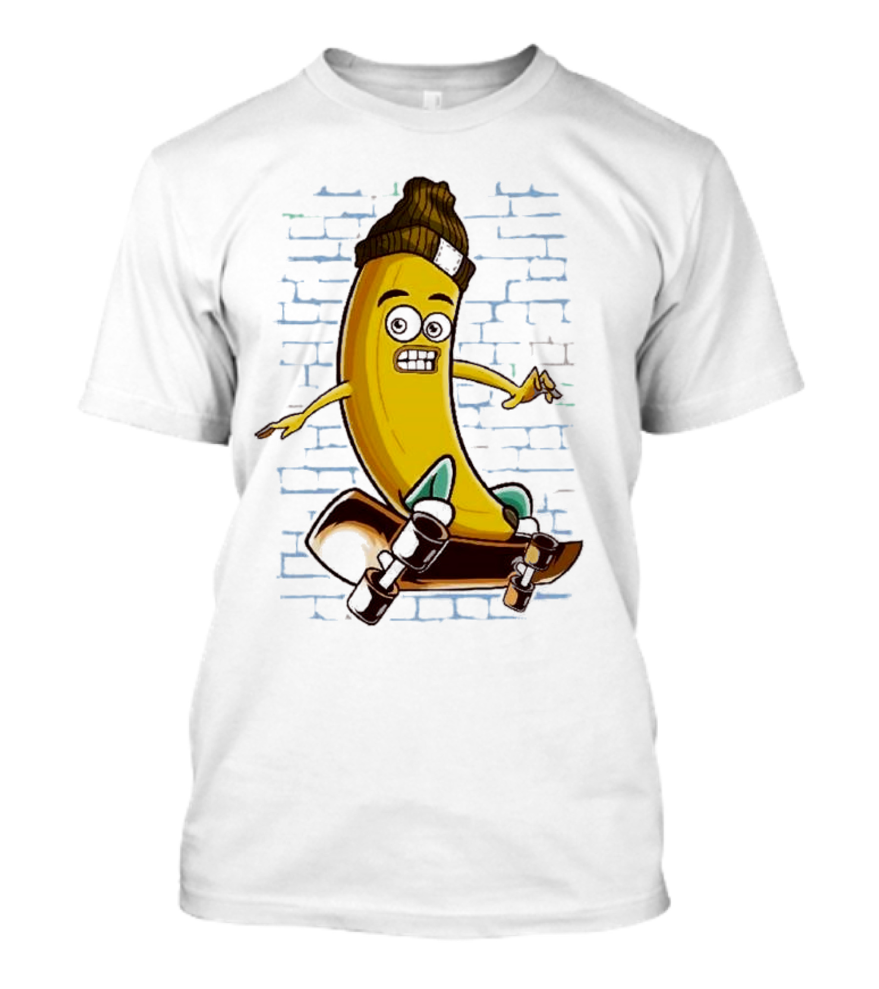 Inktastic Skateboarding Banana Beanie Graffiti Style Skateboard Rider T-Shirt