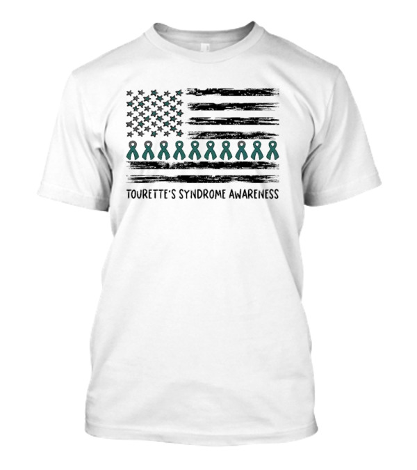Tourette's Syndrome Awareness Flag With Teal Ribbons And Stars T-Shirt