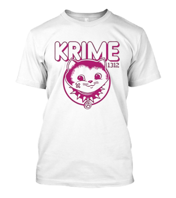KRIME Cat 1312 Anarchist Symbol And Spiked Collar T-Shirt