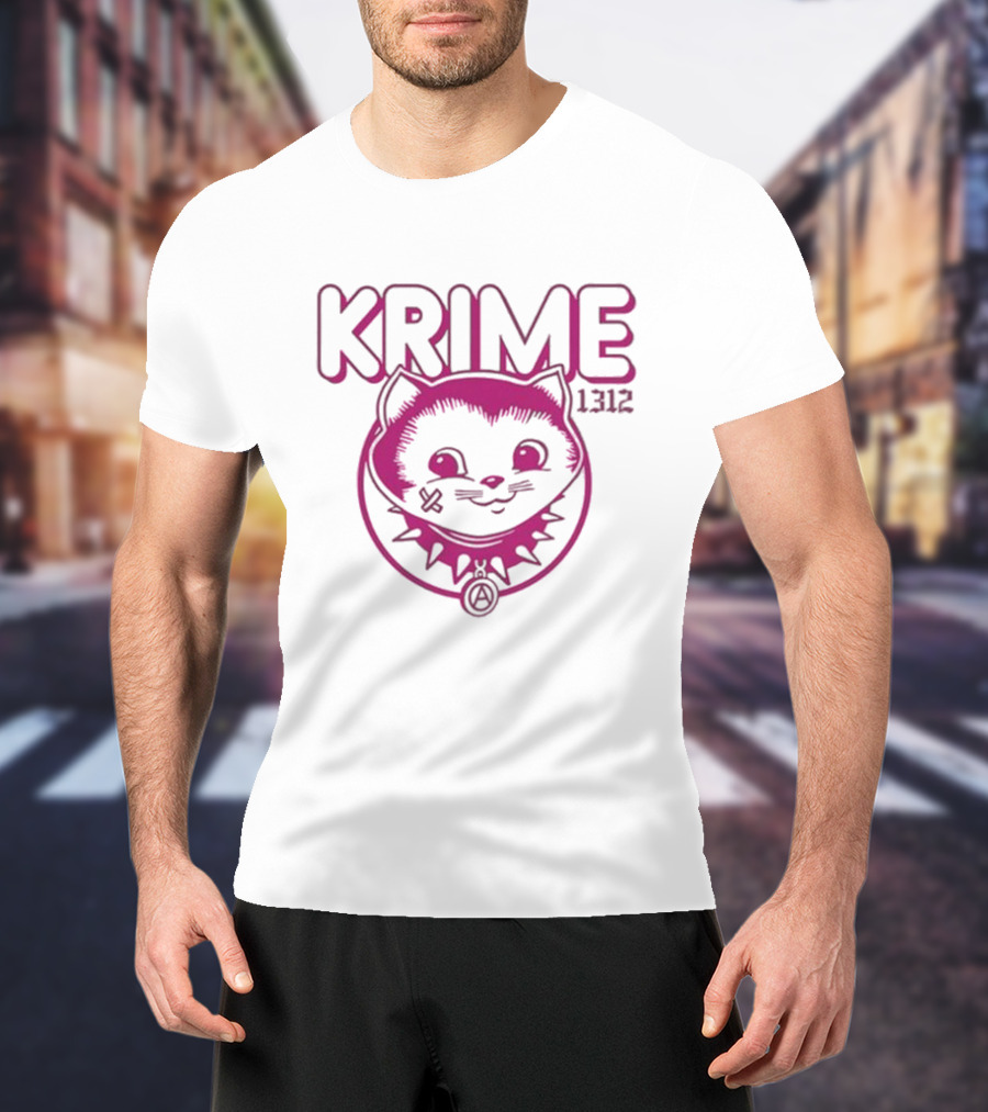 KRIME Cat 1312 Anarchist Symbol And Spiked Collar T-Shirt