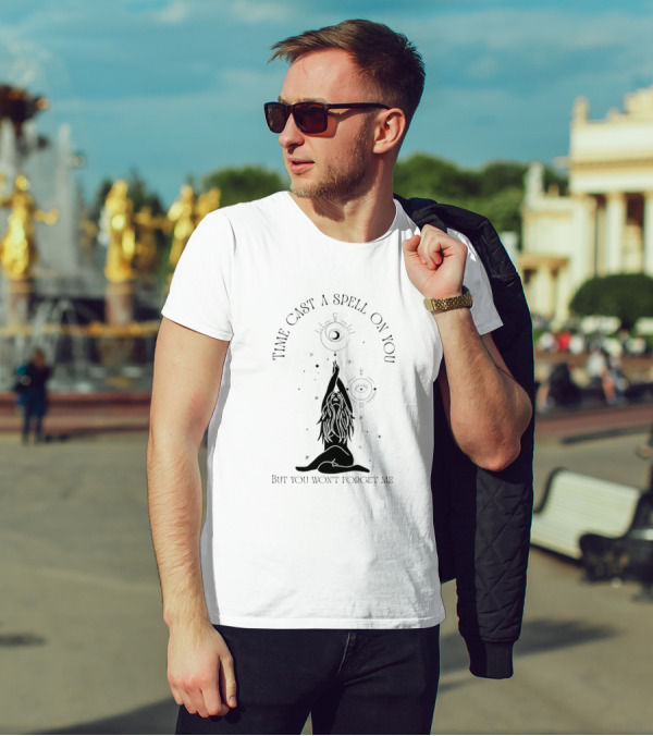 Time Cast A Spell On You But You Won’t Forget Me Mystical Yoga Pose With Celestial Symbols T-Shirt