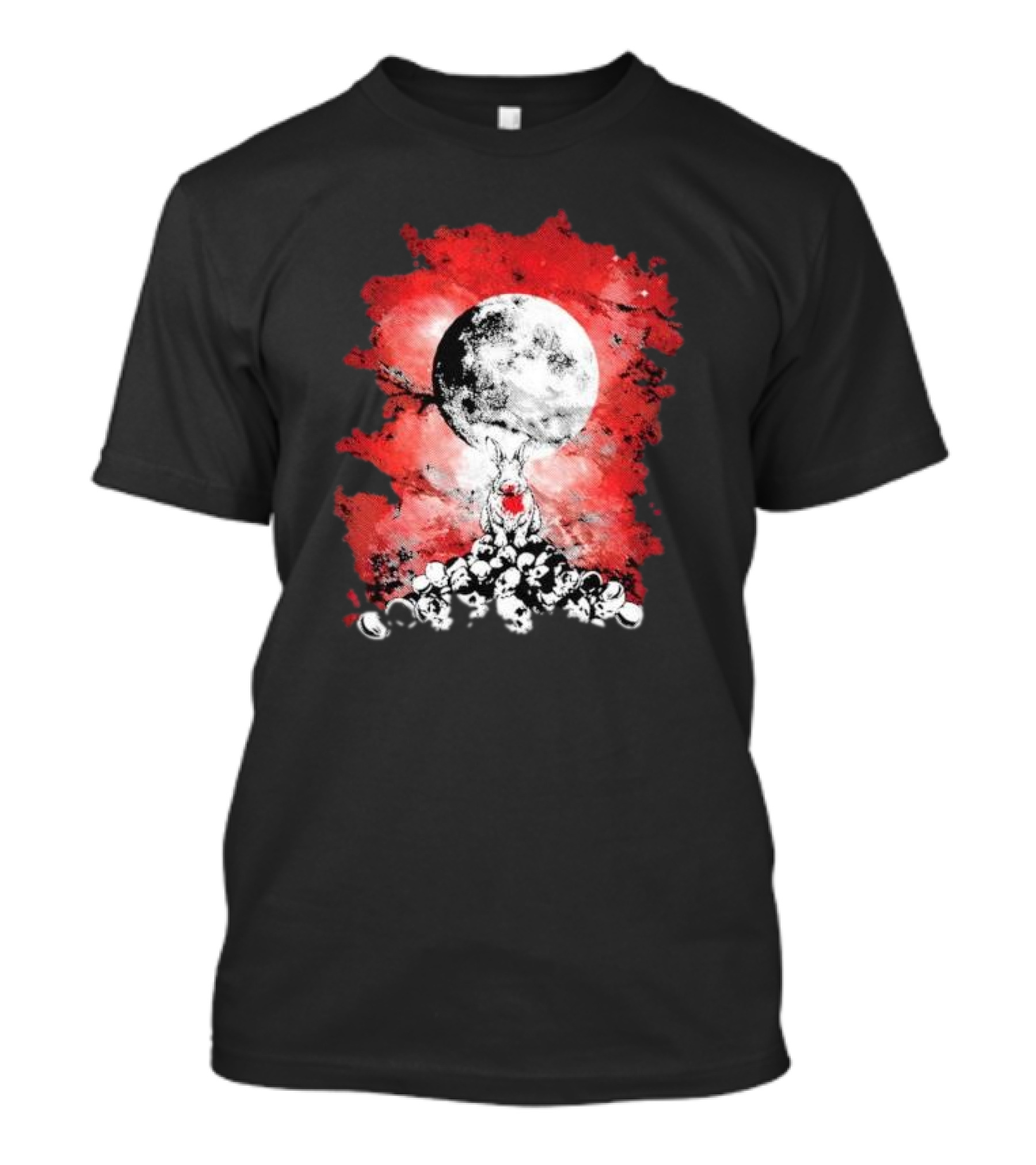 Killing Moon Rabbit Horror Blood And Skulls Horror Scene T-Shirt