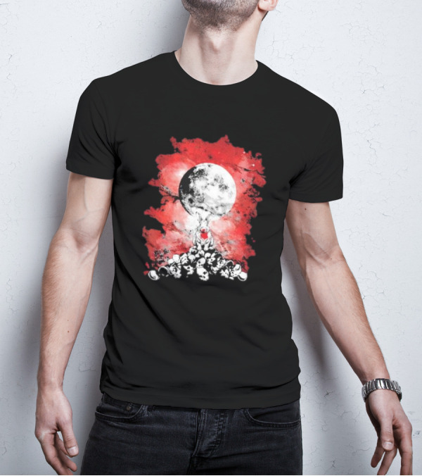 Killing Moon Rabbit Horror Blood And Skulls Horror Scene T-Shirt