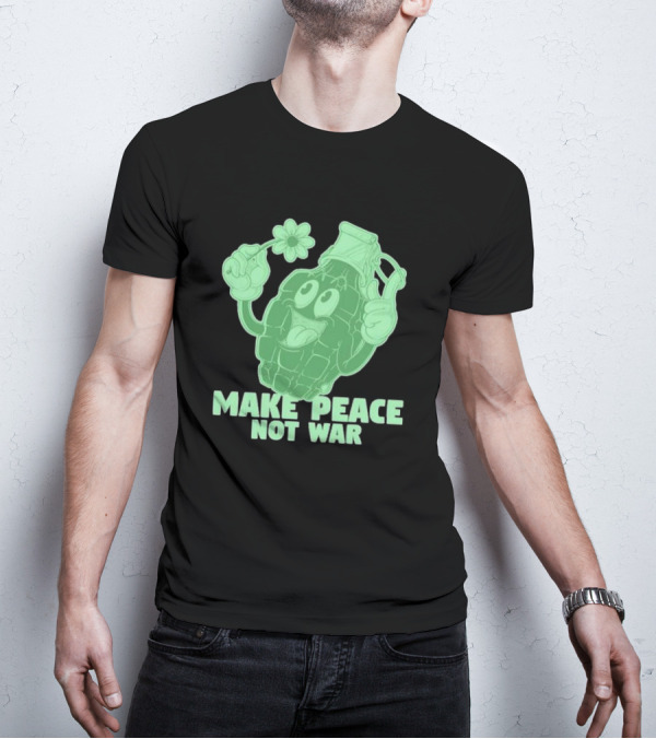 Make Peace Not War Grenade Holding Flower Pacifist Hippie T-Shirt