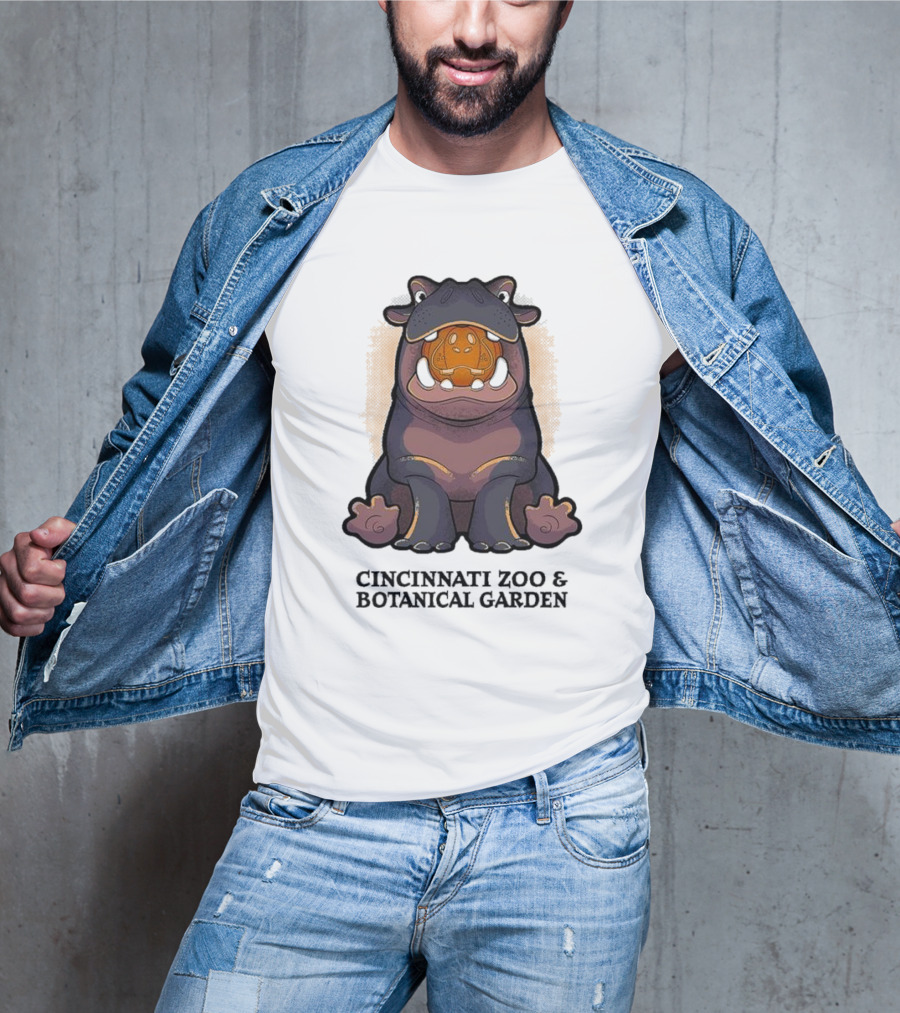 Cincinnati Zoo And Botanical Garden Fiona With Pumpkin Glow Outline T-Shirt