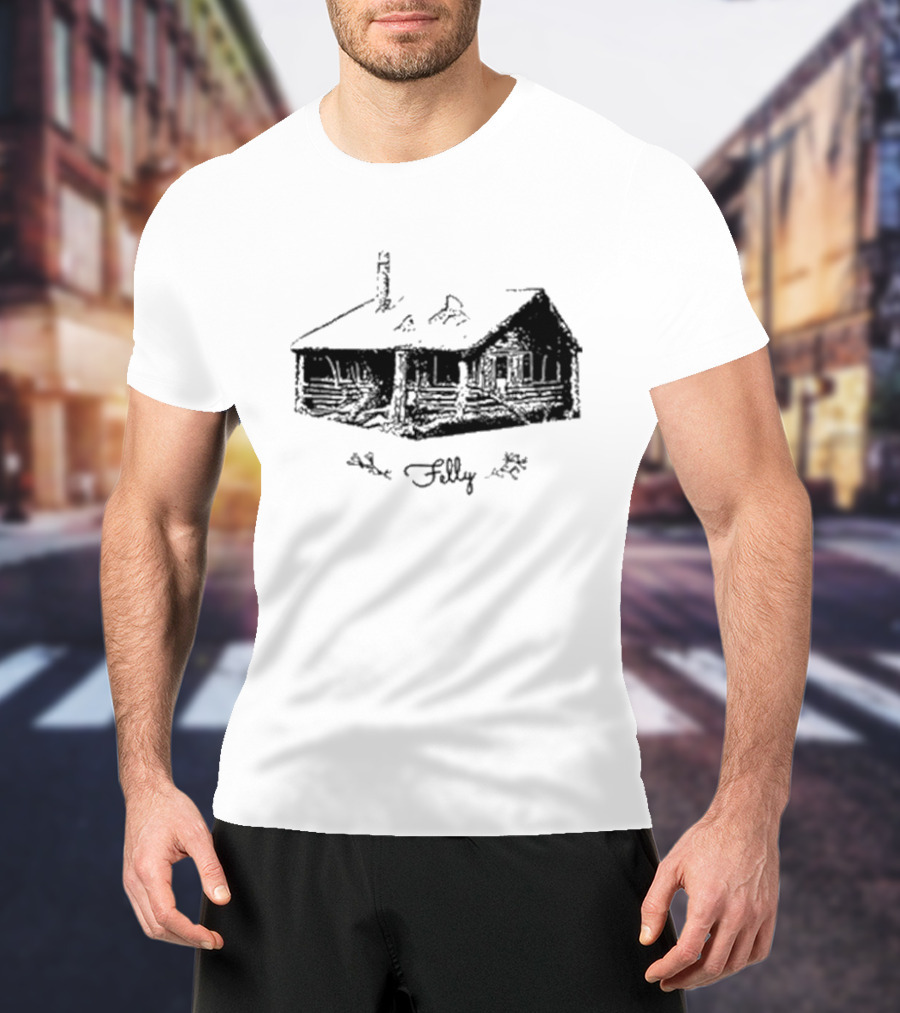 Felly Rustic Cabin Sketch T-Shirt