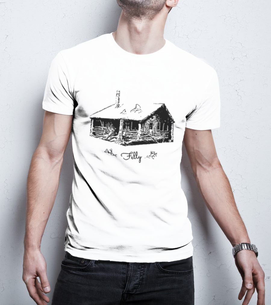 Felly Rustic Cabin Sketch T-Shirt