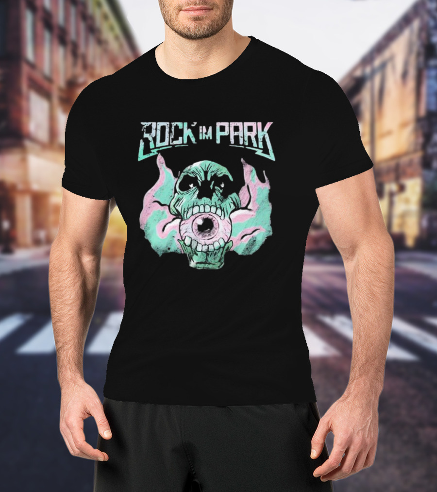 Rock Im Park Smoke Skull Flaming Eyeball T-Shirt