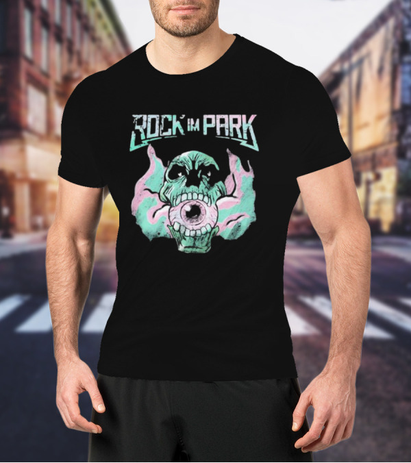 Rock Im Park Smoke Skull Flaming Eyeball T-Shirt