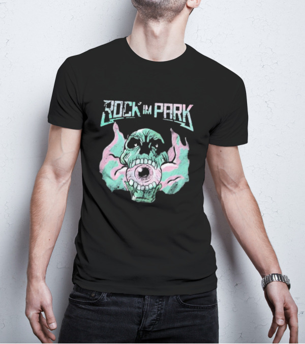 Rock Im Park Smoke Skull Flaming Eyeball T-Shirt