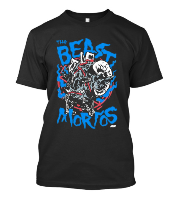 The Beast Mortos Skull Chains Inferno Blue Red Graphic ABN T-Shirt