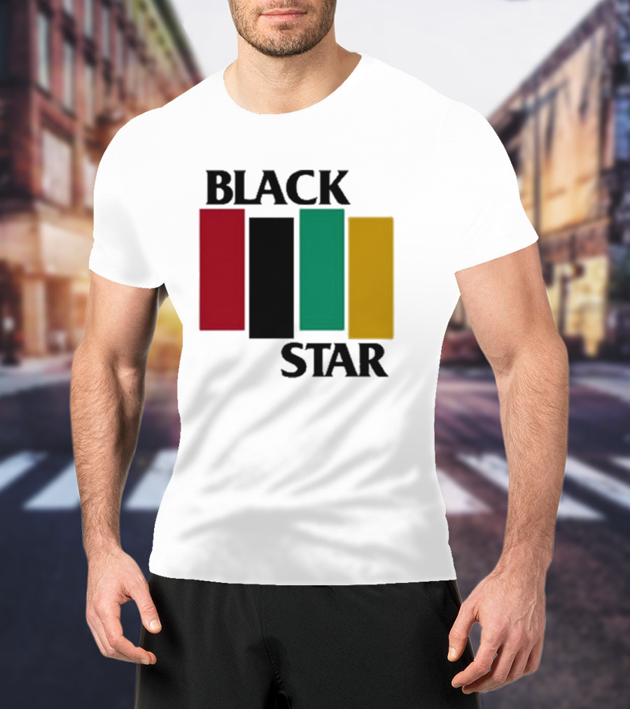 Black Star Flag Red Black Green Gold Vertical Bars T-Shirt