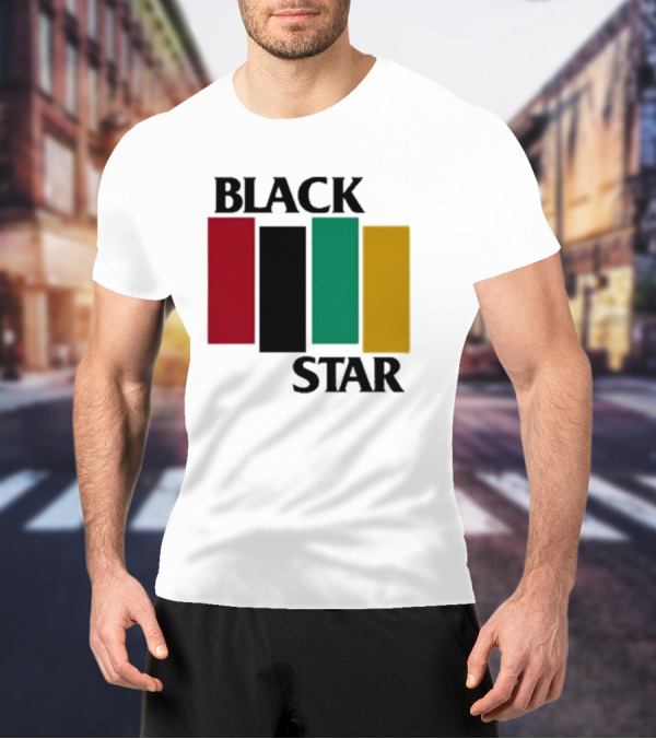 Black Star Flag Red Black Green Gold Vertical Bars T-Shirt