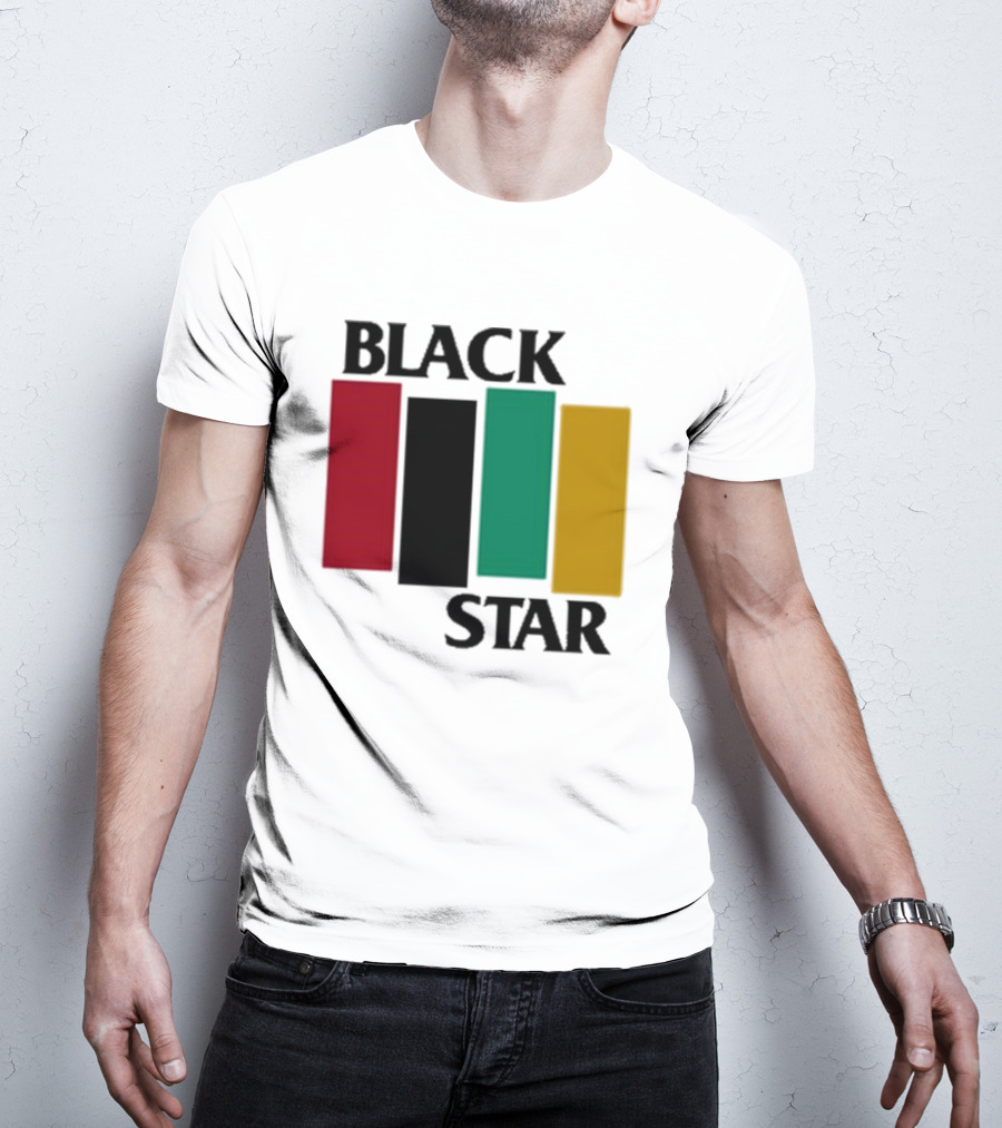 Black Star Flag Red Black Green Gold Vertical Bars T-Shirt
