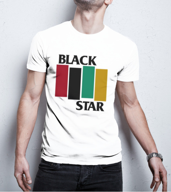 Black Star Flag Red Black Green Gold Vertical Bars T-Shirt