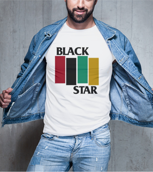 Black Star Flag Red Black Green Gold Vertical Bars T-Shirt
