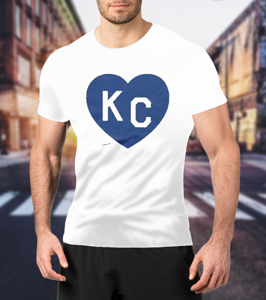 KC Heart Powder Blue Navy T-Shirt