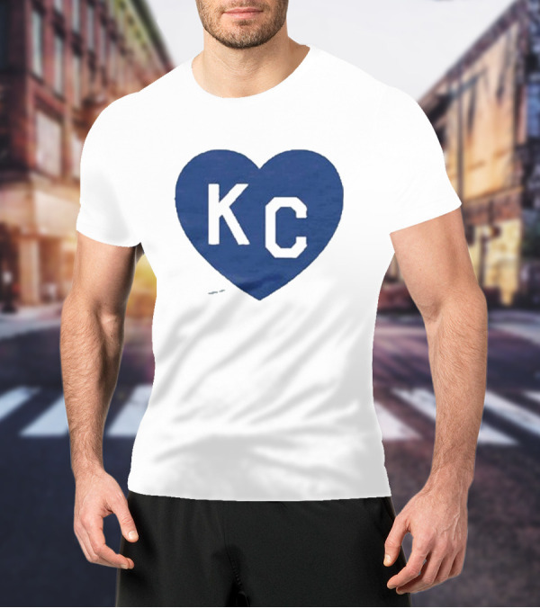 KC Heart Powder Blue Navy T-Shirt