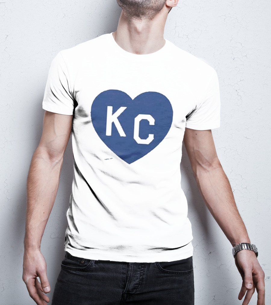 KC Heart Powder Blue Navy T-Shirt