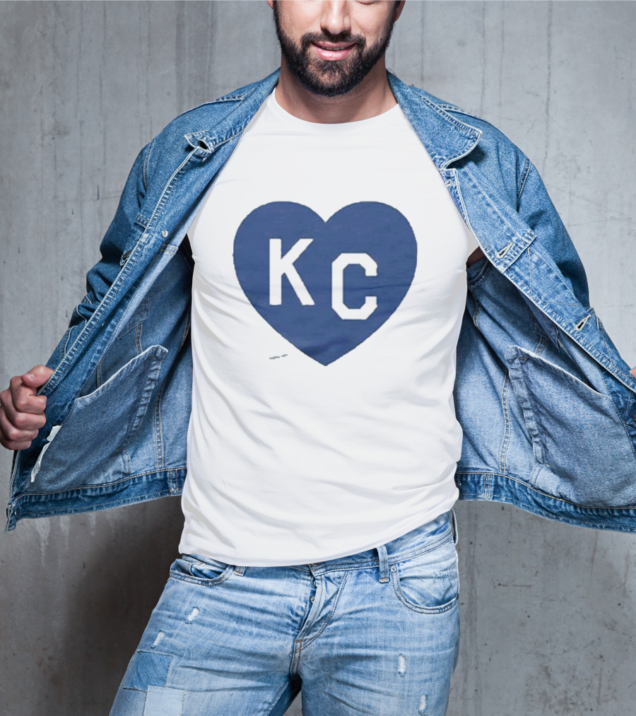 KC Heart Powder Blue Navy T-Shirt