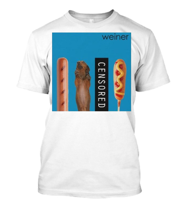 Weiner Hotdogs Censored Blue Background T-Shirt