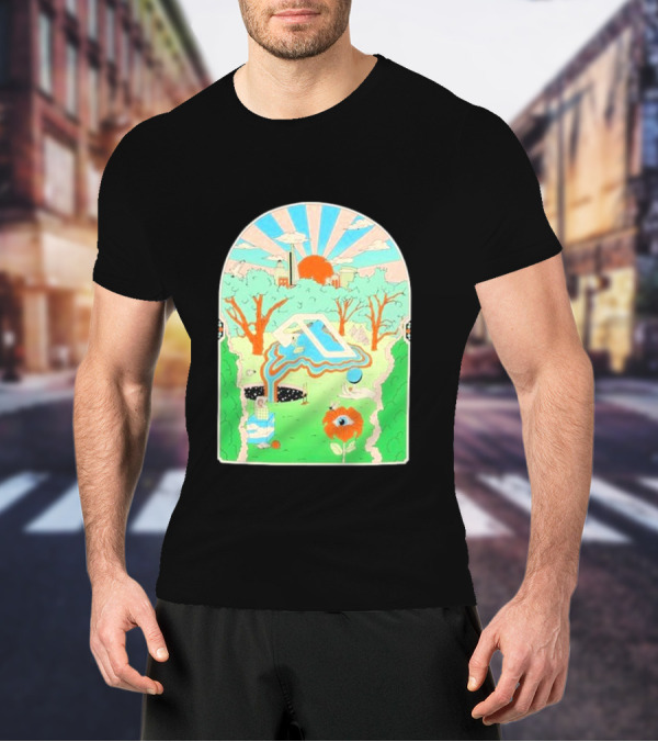 Anjunadeep X Andrew Mcgranahan Psychedelic Landscape With Eye And Cloud Motif T-Shirt