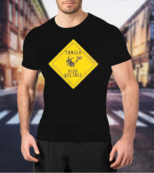 Pikachu Danger High Voltage Sign Warning T-Shirt