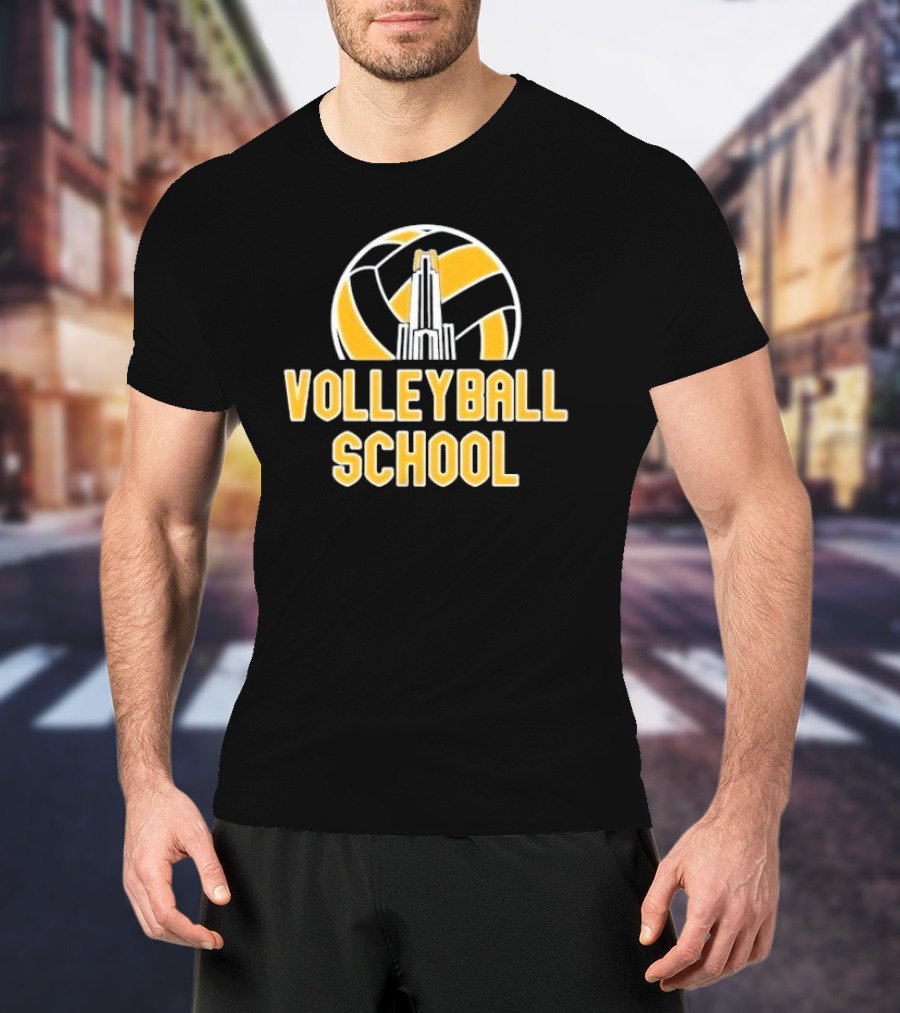 Volleyball School Ball Tower Icon With Building T-Shirt