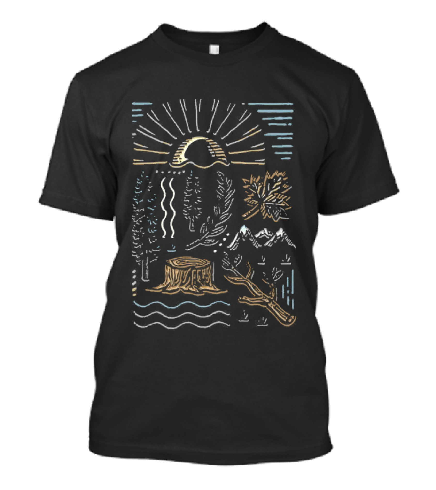 Wild Tapestry Vintage The Am Nature Scene Sunrise Mountains Trees T-Shirt
