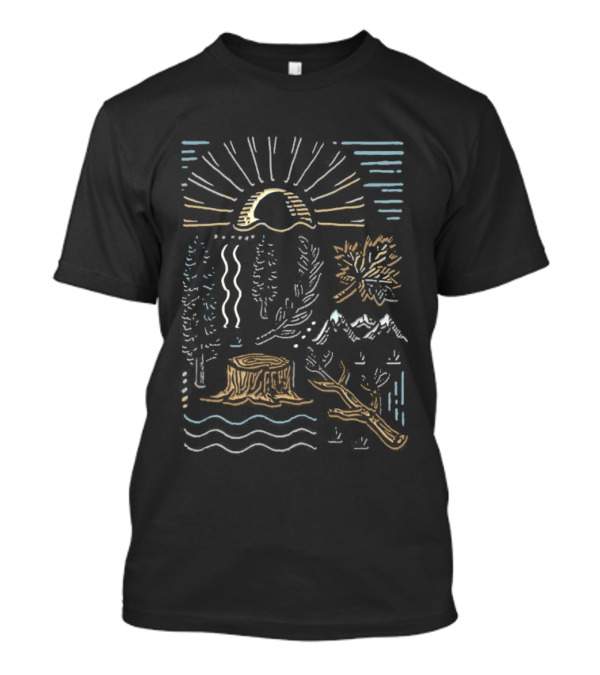 Wild Tapestry Vintage The Am Nature Scene Sunrise Mountains Trees T-Shirt