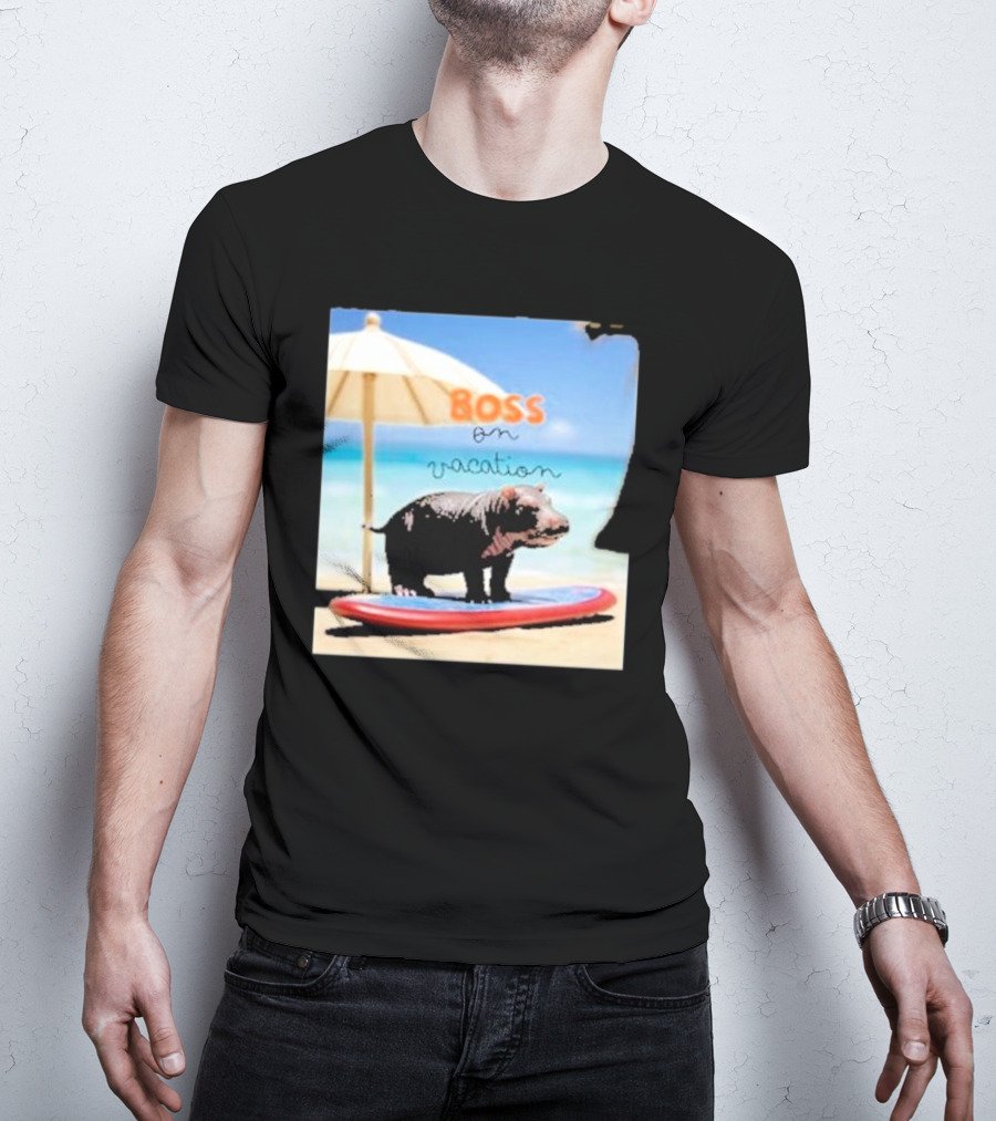 Boss On Vacation Hippo Beach Fun Series Summer T-Shirt
