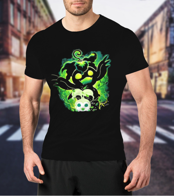 Digi Leaf Vallina Vibrant Green Creature With Gleaming Elements T-Shirt