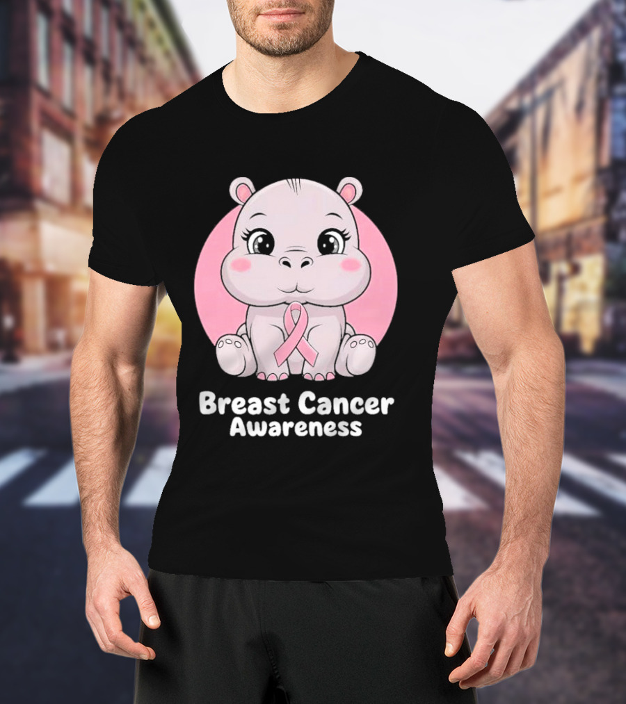 Breast Cancer Awareness Hippo Pink T-Shirt