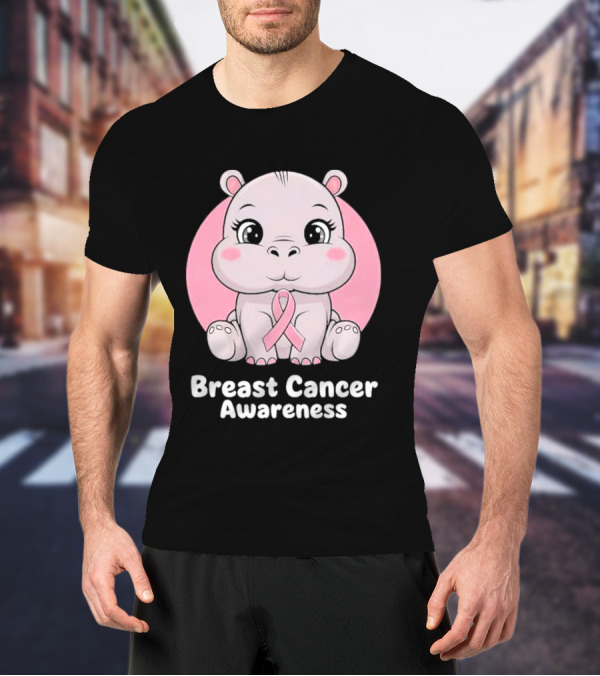 Breast Cancer Awareness Hippo Pink T-Shirt