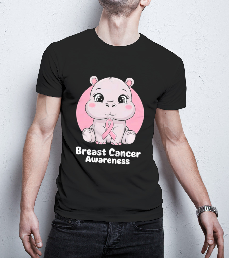 Breast Cancer Awareness Hippo Pink T-Shirt