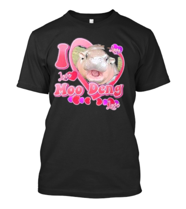 I Love Moo Deng Baby Hippo Heart Love Cute T-Shirt